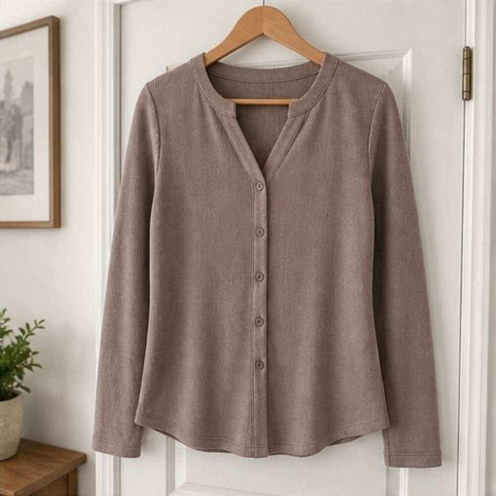 Taupe Tie Neck Blouse